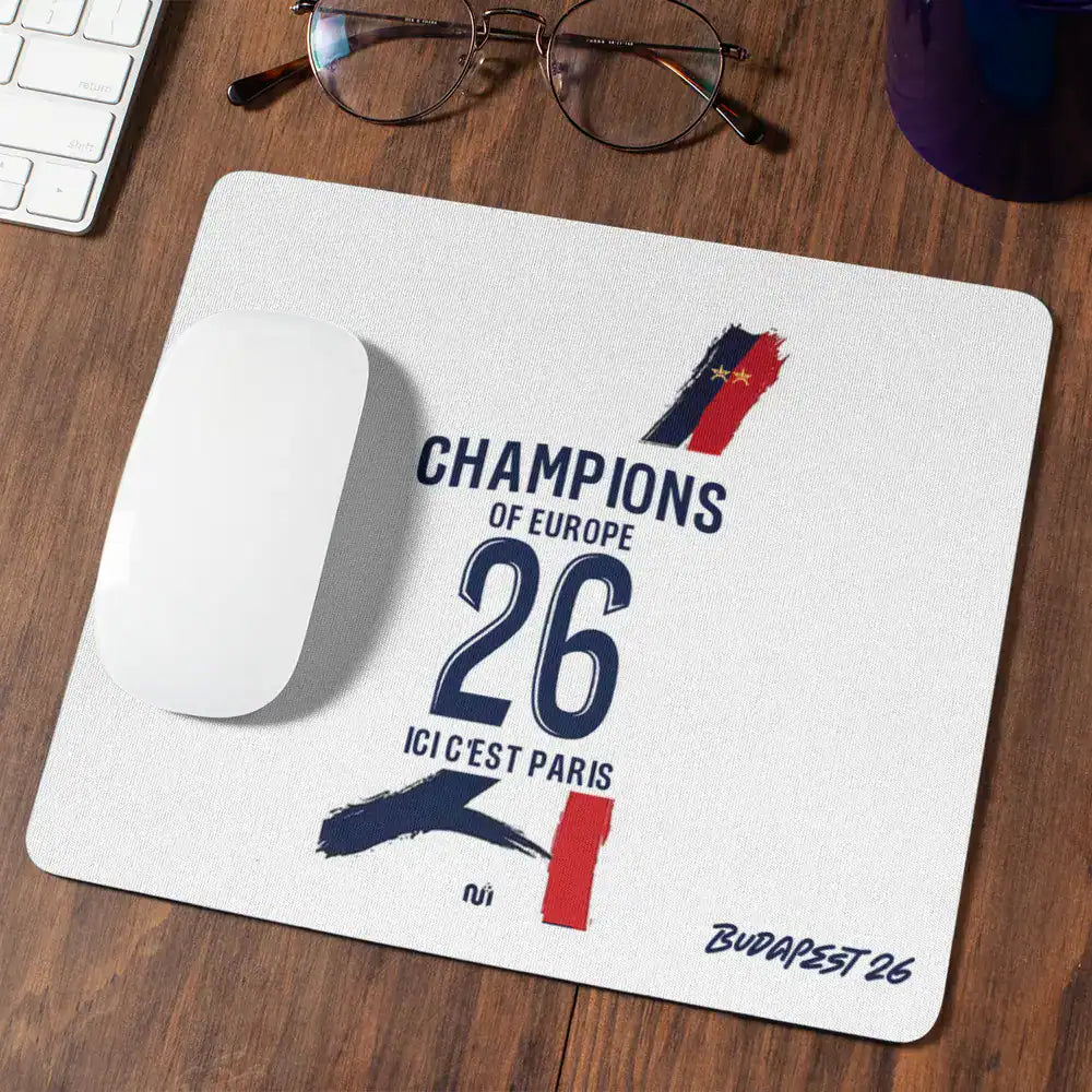 Tapis de souris Paris champion d'Europe 2026 2 étoiles extérieur