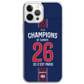 Coque de téléphone Paris Champions d'Europe 2026 deux étoiles version domicile personnalisable - Protection TPU Silicone