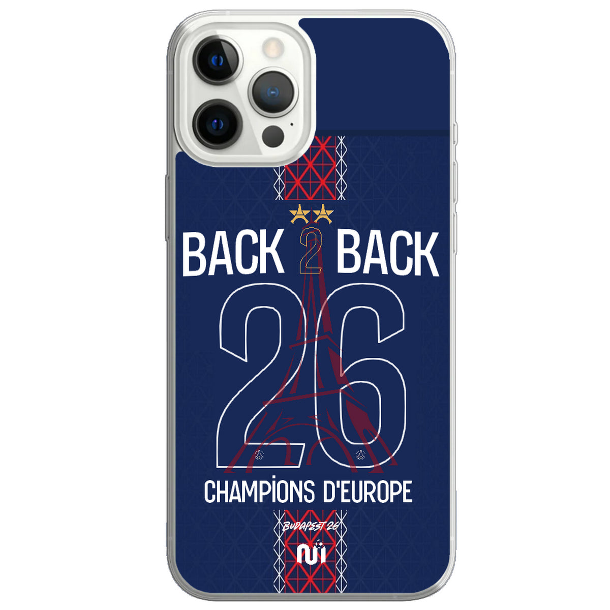 Coque Paris Back 2 Back Domicile 2026 - Design collector 2 étoiles Tour Eiffel silicone TPU