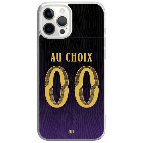 Coque téléphone maillot Barcelone exterieur  2026 2027 personnalisable prénom et numéro au choix
