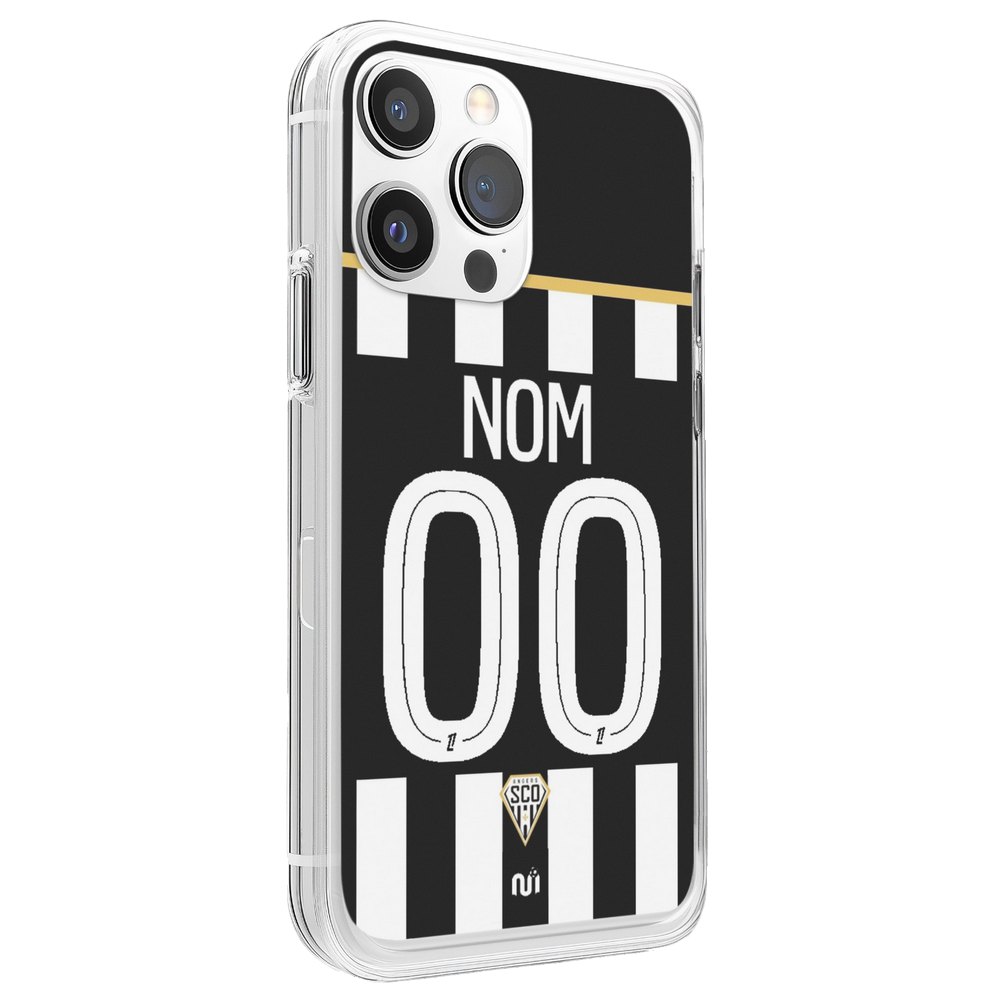 Coque de téléphone Angers SCO domicile 2025-2026 personnalisée avec nom et numéro en silicone