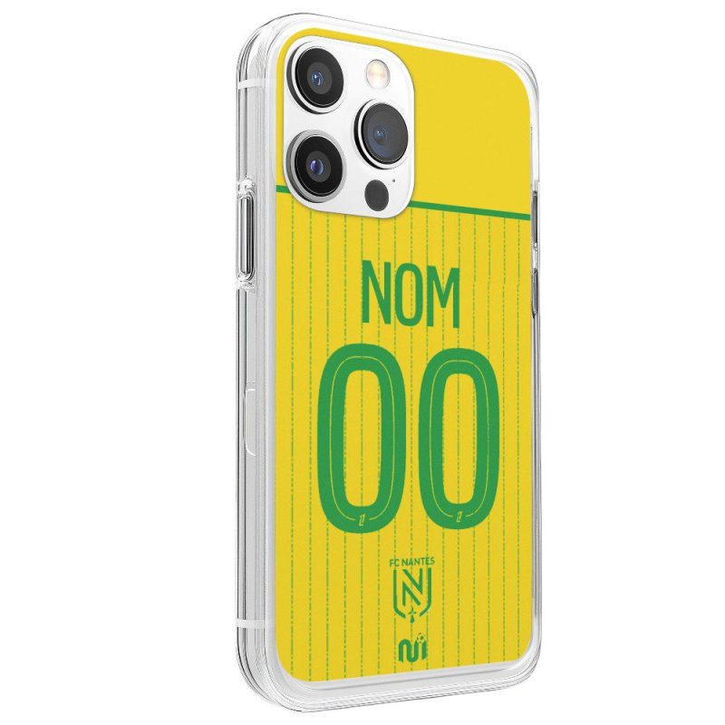 Coque de téléphone FC Nantes domicile 2025-2026 personnalisée avec nom et numéro en silicone