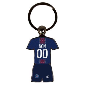 Porte-clés maillot de foot Paris domicile saison 2025-2026 personnalisable avec nom, prénom et logo du club – cadeau pour supporters et fans de football.