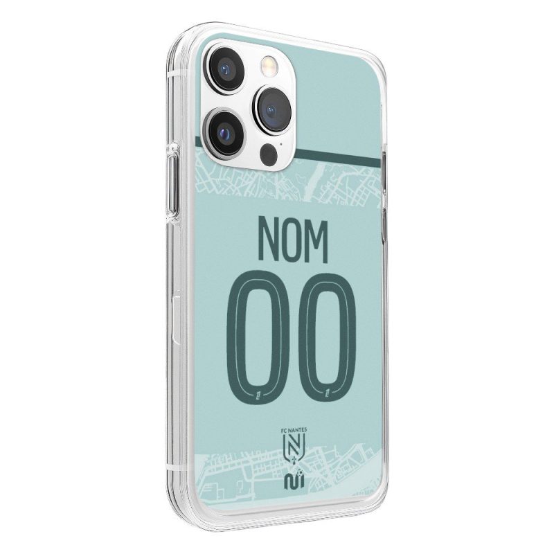 Coque de téléphone FC Nantes extérieur 2025-2026 personnalisée avec nom et numéro en silicone
