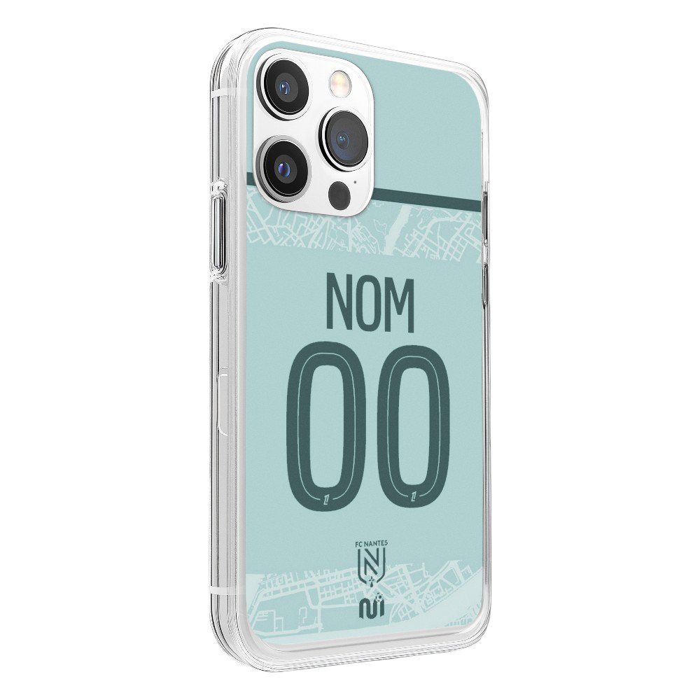 Coque de téléphone FC Nantes extérieur 2025-2026 personnalisée avec nom et numéro en silicone