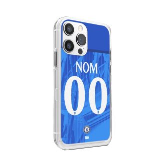 Coque de téléphone football inspirée du maillot domicile Chelsea saison 2025 2026 personnalisable avec nom et numéro style joueur