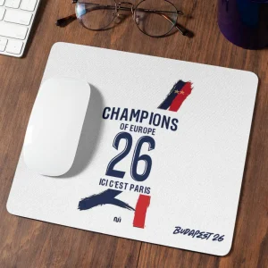 Tapis de souris Paris champion d'Europe 2026 2 étoiles extérieur