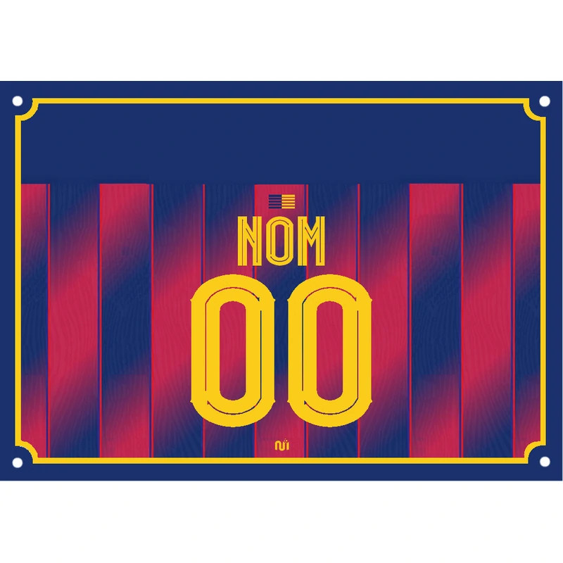 Plaque de rue Barcelone 2025 2026 personnalisable maillot domicile en métal