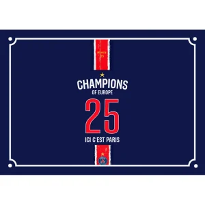Plaque de rue Paris champion d europe 2025 1 etoile maillot domicile en métal