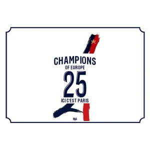 Plaque de rue Paris champion d europe 2025 1 etoile maillot exterieur en métal