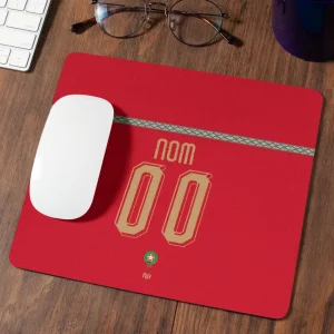 Tapis de souris football maroc personnalisable coupe du monde 2026 domicile